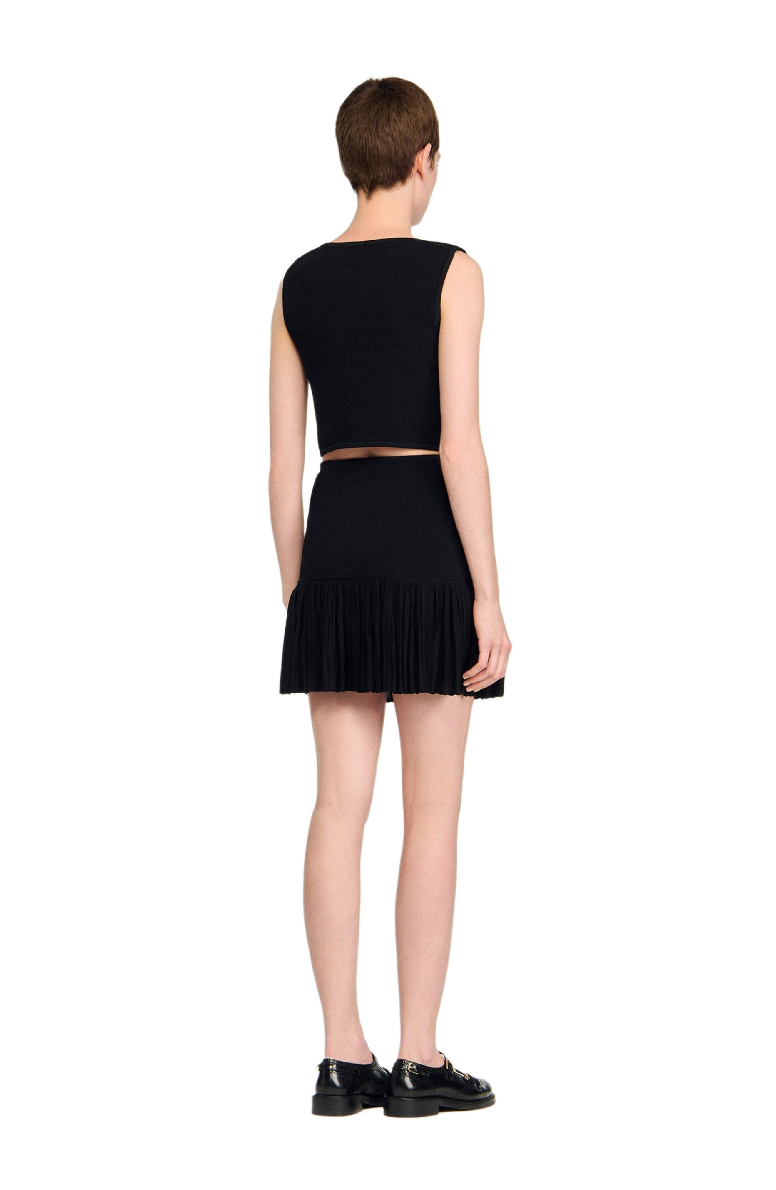 SANDRO Cropped knit sweater in Black at Nordstrom - 3