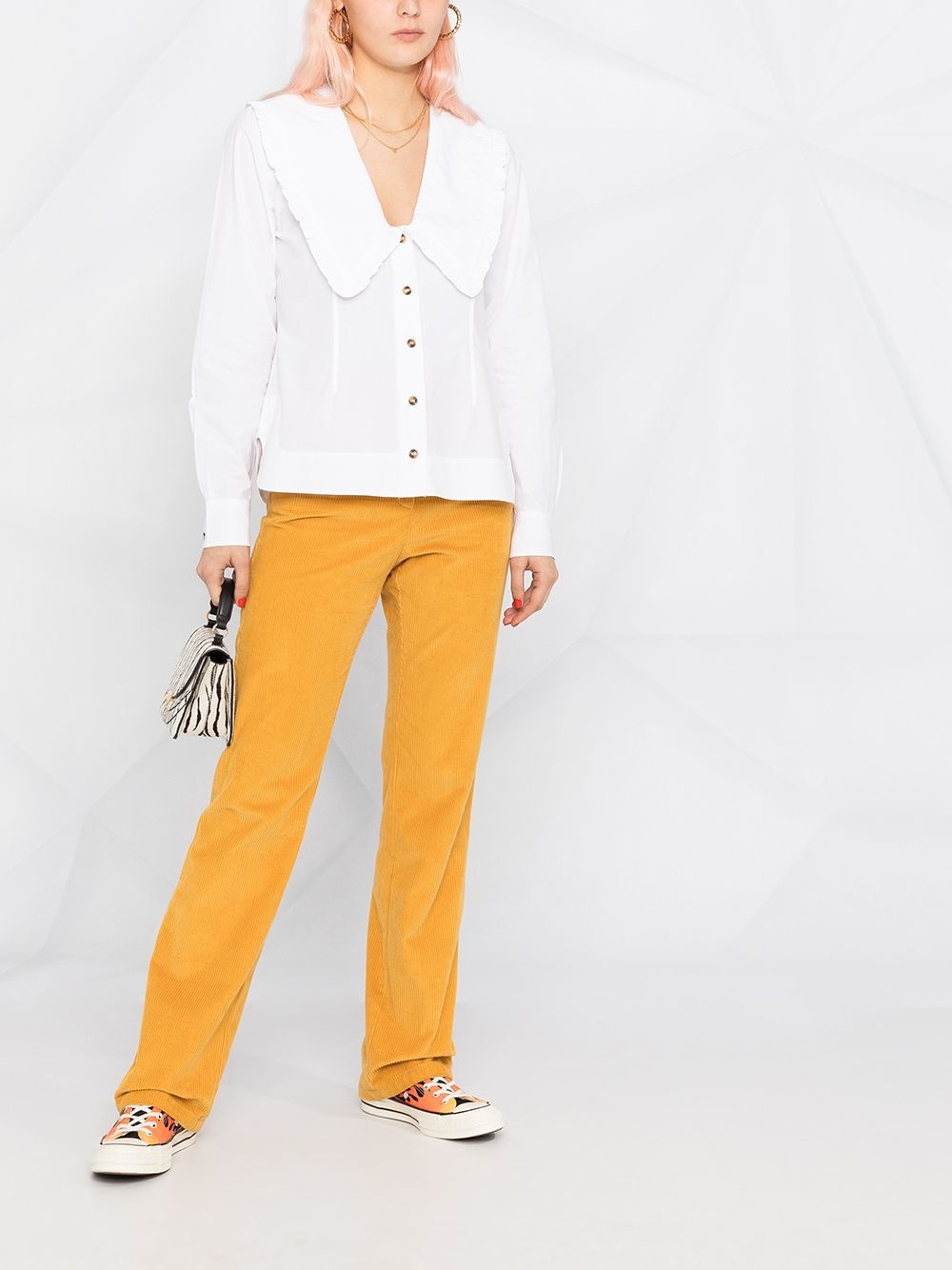ruffled exaggerated collar blouse - 2