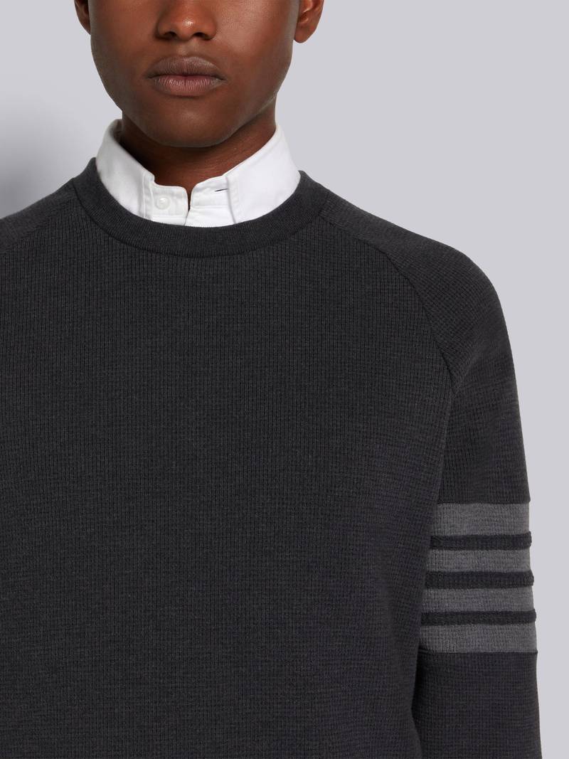Charcoal Compact Waffle 4-Bar Crew Neck Sweatshirt 5
