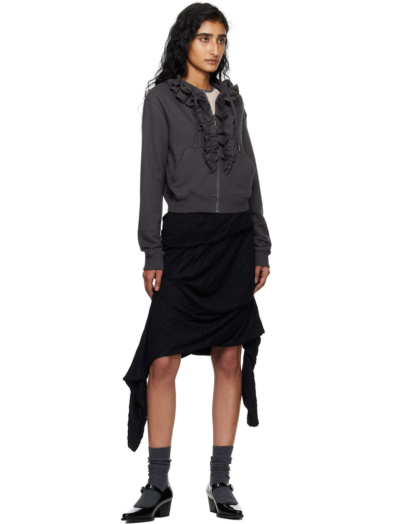 OPEN YY Black Pleats Midi Skirt outlook