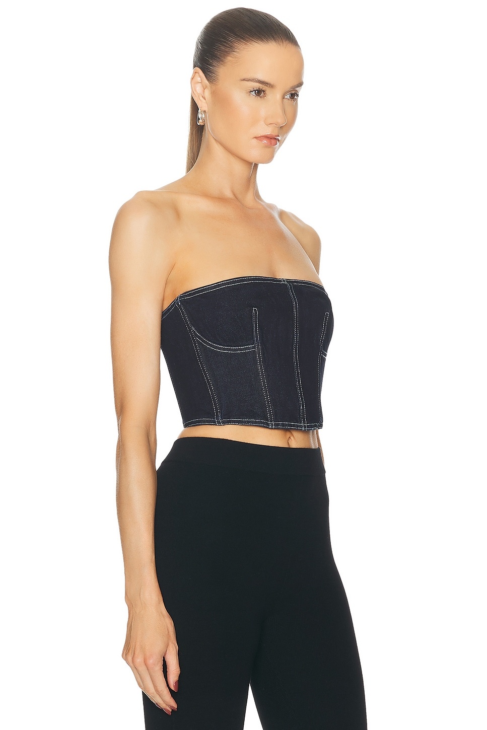 Denim Cropped Bustier - 2