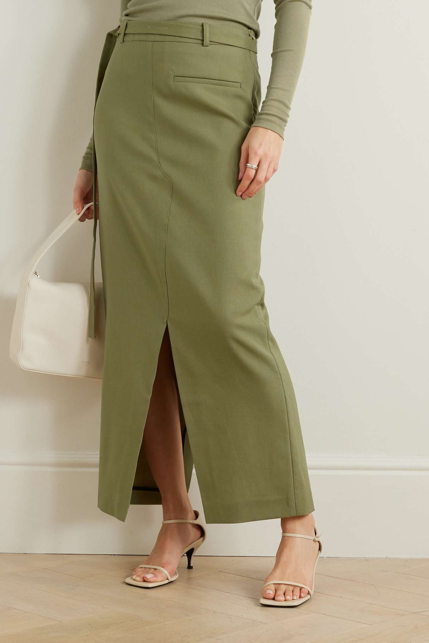 Belted wool maxi skirt - 3