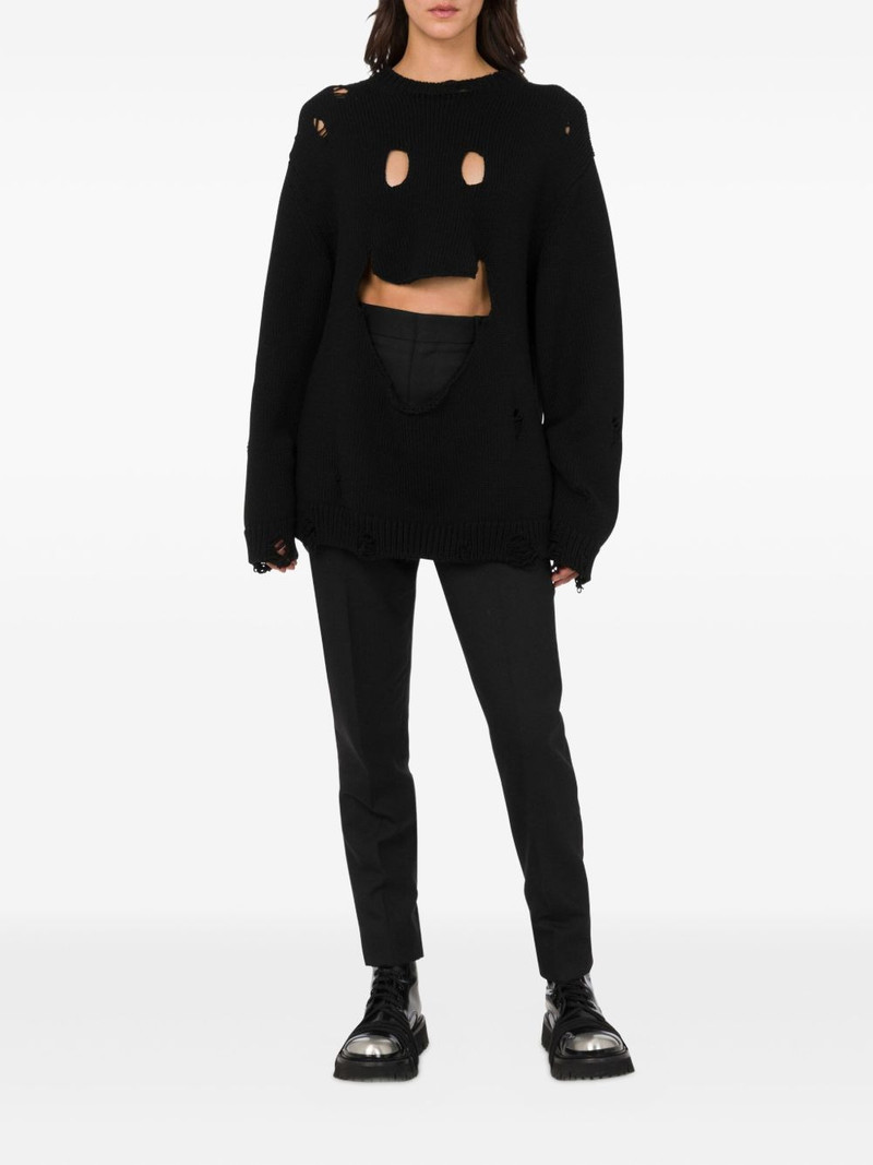Moschino smiley face distressed sweater outlook