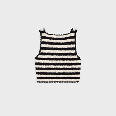 CELINE triomphe striped crop top in crocheted cotton outlook
