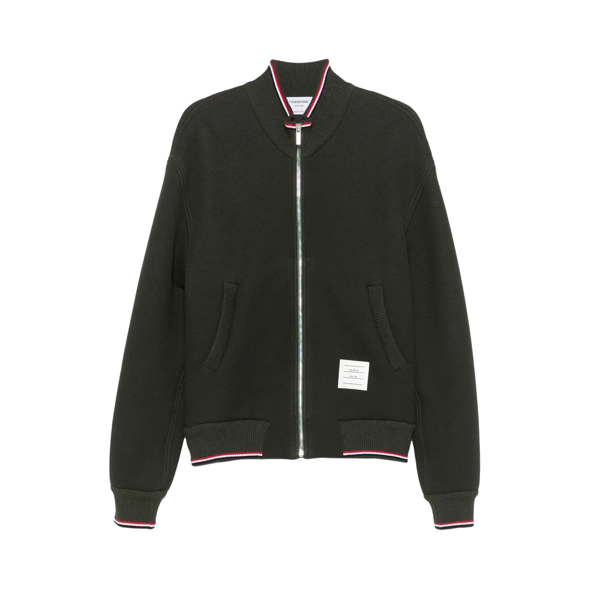 Thom Browne Oversized Funnel Neck Zip Up Jacket 'Green Melange' - 1