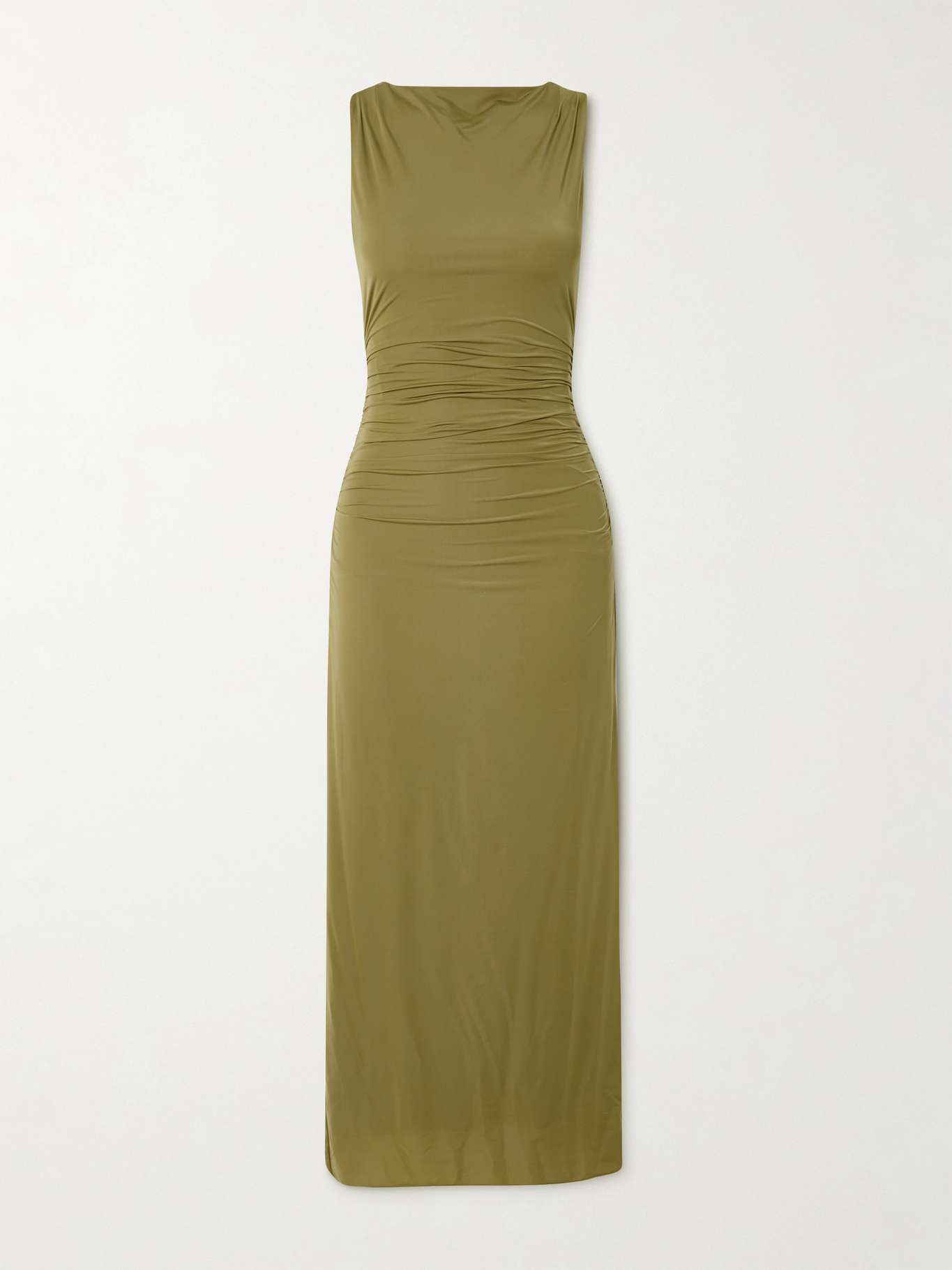 Cascina open-back gathered stretch-jersey midi dress - 1