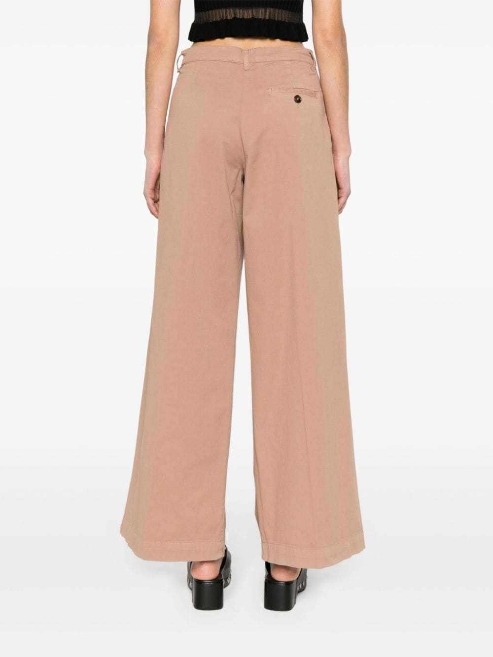 wide-leg cotton trousers - 4