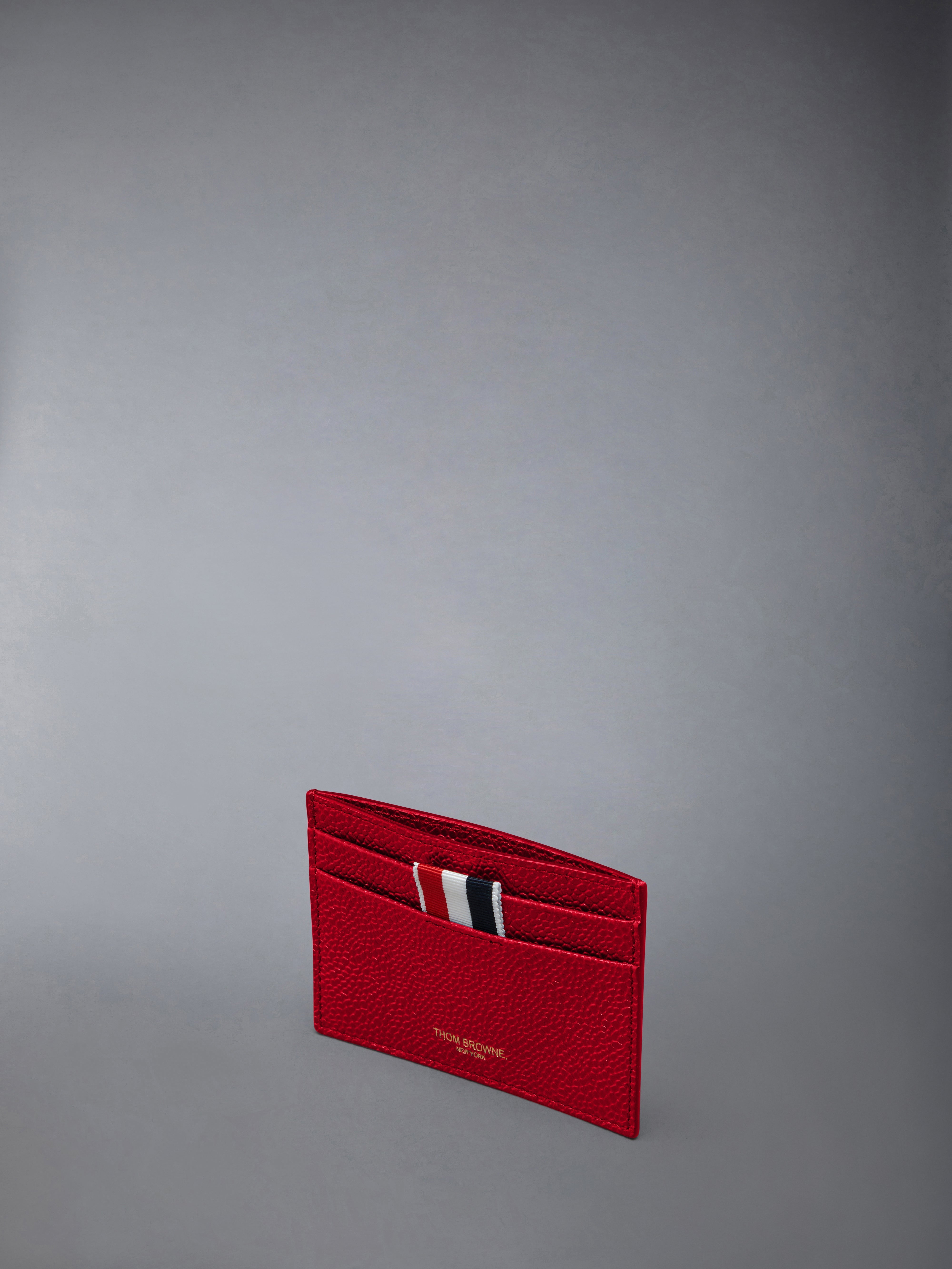 PEBBLE GRAIN LEATHER SINGLE CARD HOLDER - 4