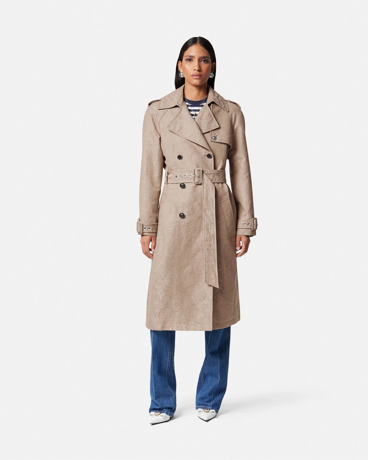 Barocco Jacquard Trench Coat - 4