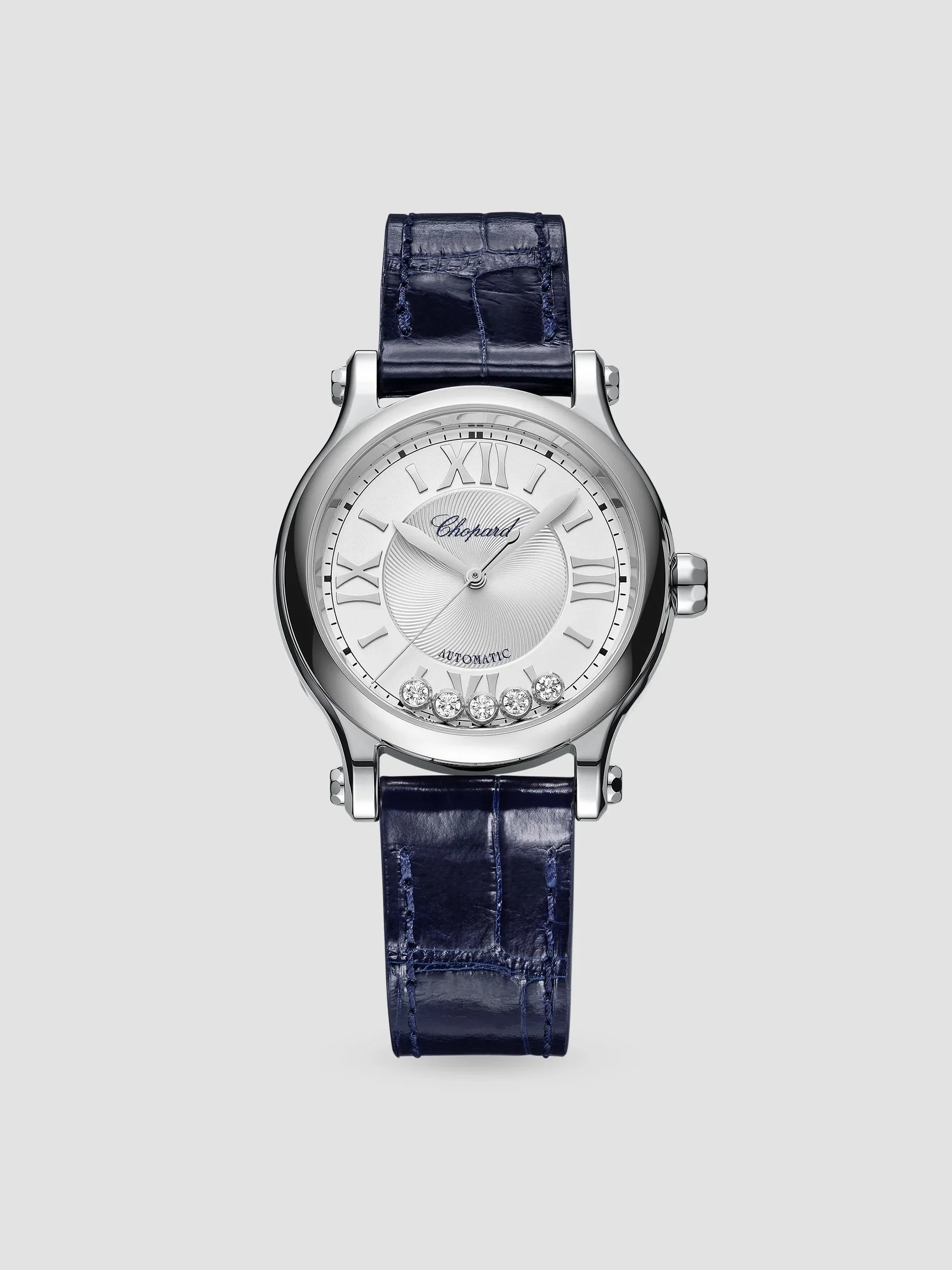 Women's Happy Sport Stainless Steel, Diamond & Alligator Leather-Strap Watch - Black - 1