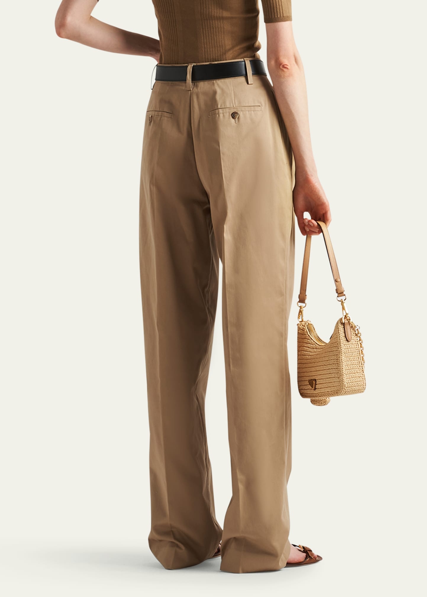 Pintuck Straight Leg Cotton Pants - 3
