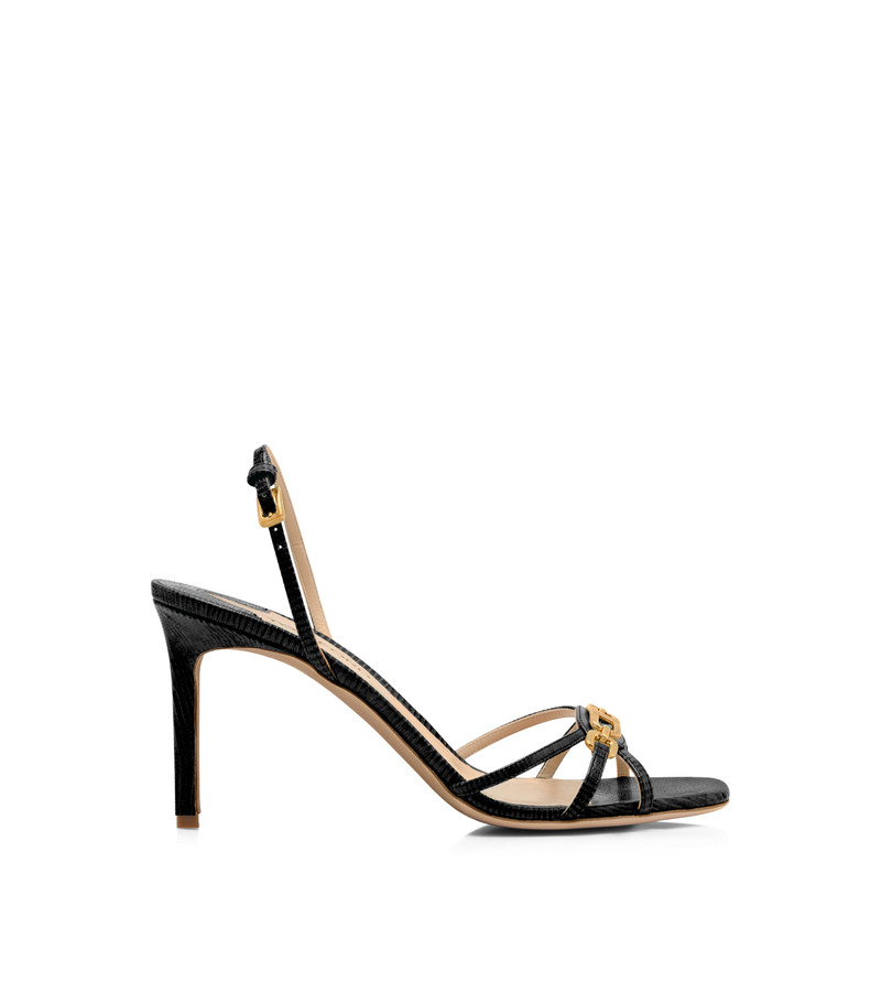 STAMPED LIZARD LEATHER WHITNEY SANDAL - 1