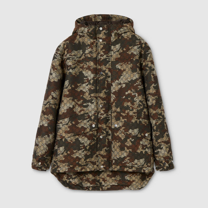 GG marbled cotton jacquard padded jacket 1