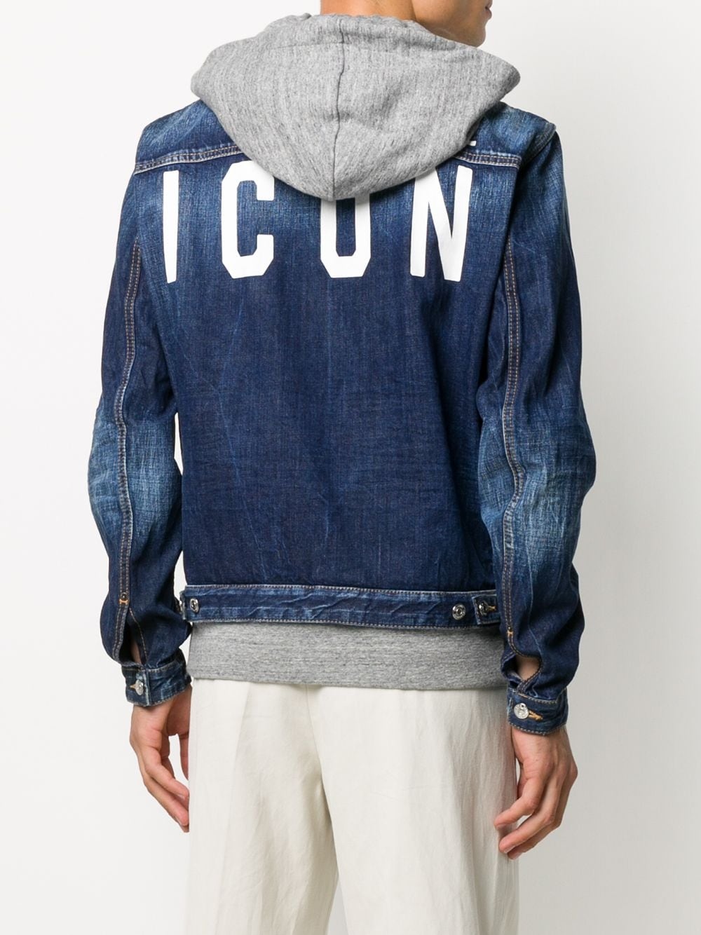 ICON jersey hood denim jacket - 4