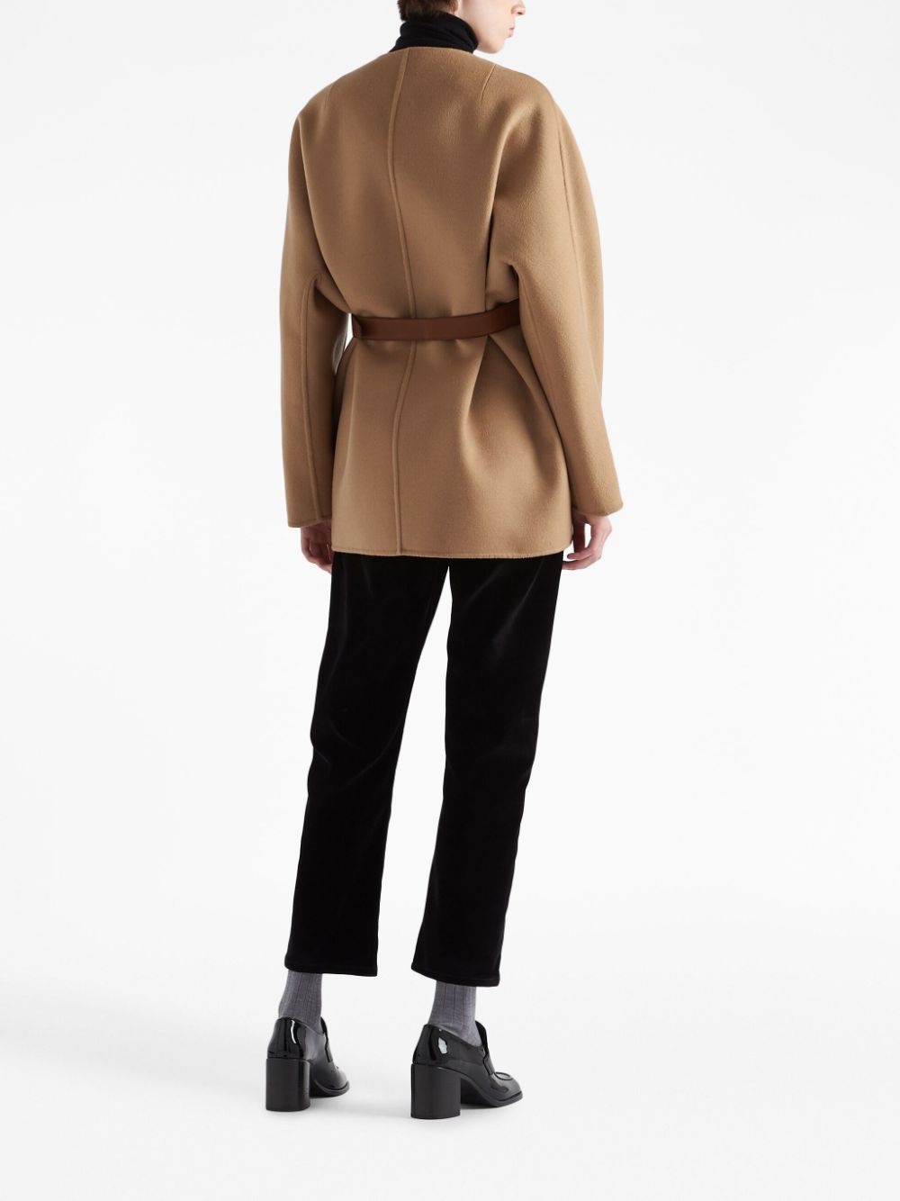 belted single-breasted wool coat - 4