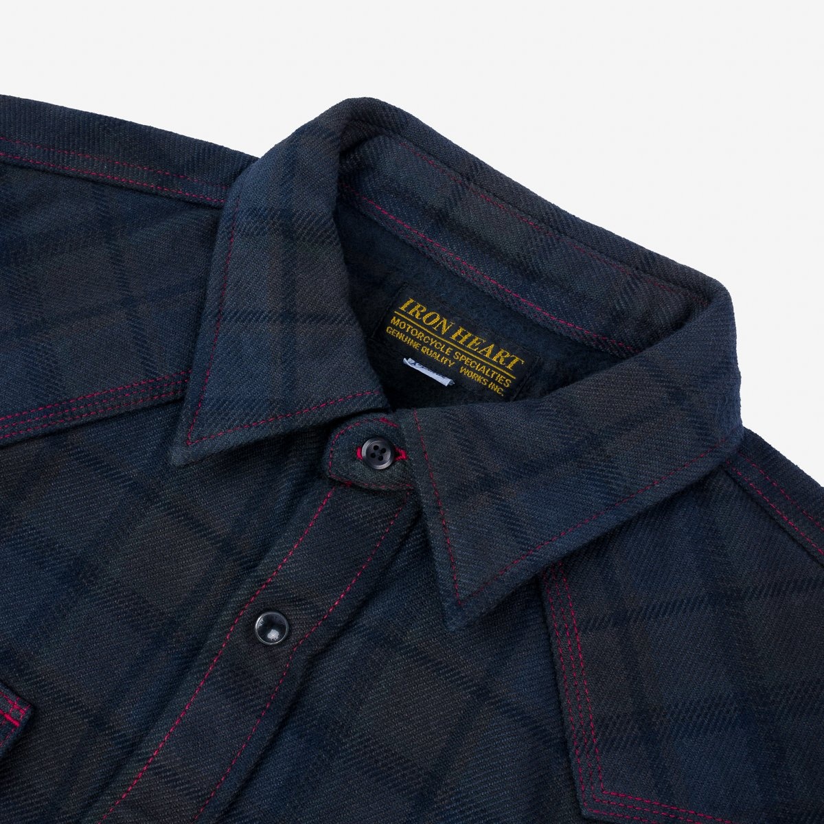 IHSH-340-OD Ultra Heavy Flannel Classic Check Western Shirt - Red Overdyed Black - 5