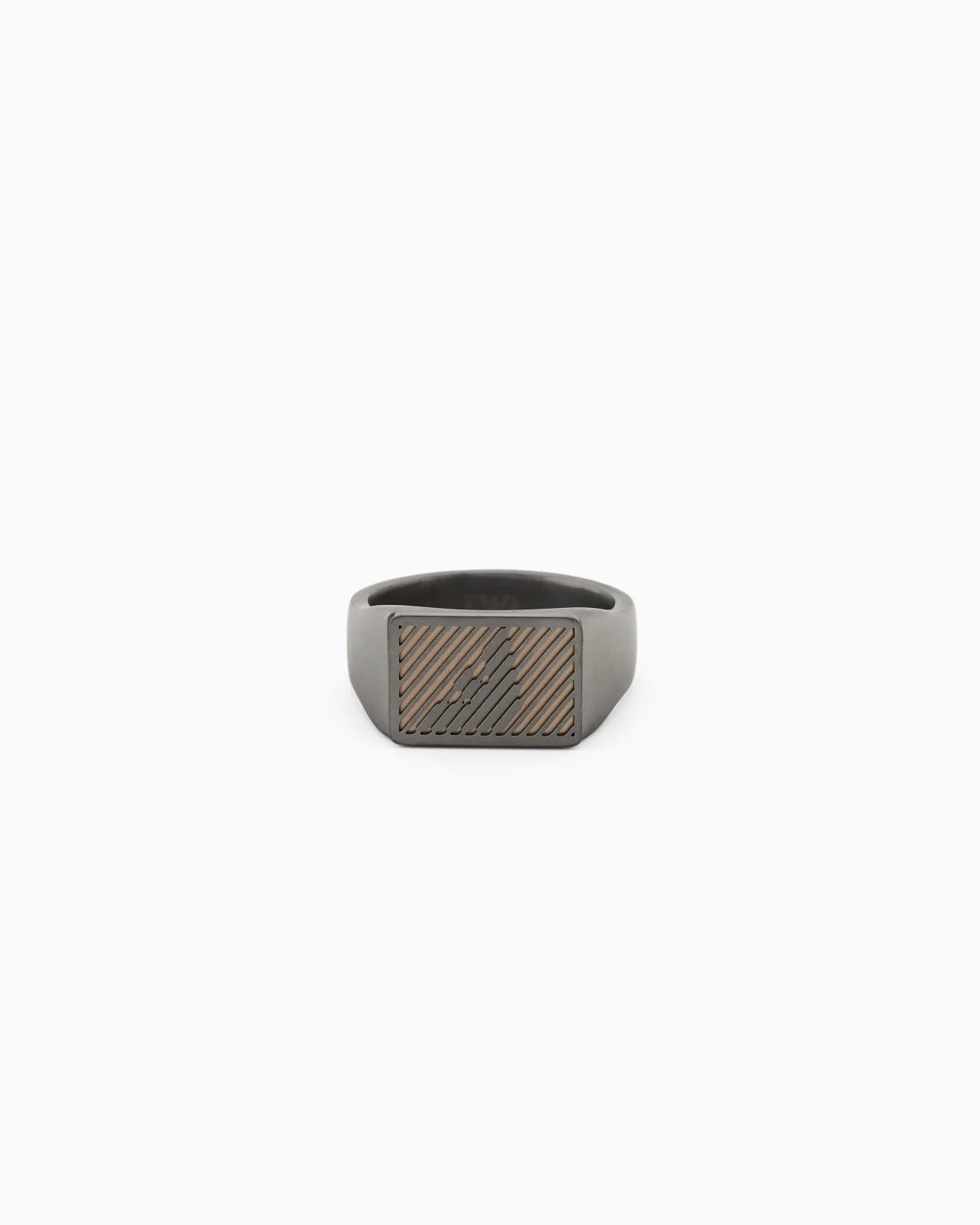 TWO-TONE STAINLESS STEEL SIGNET RING - 1