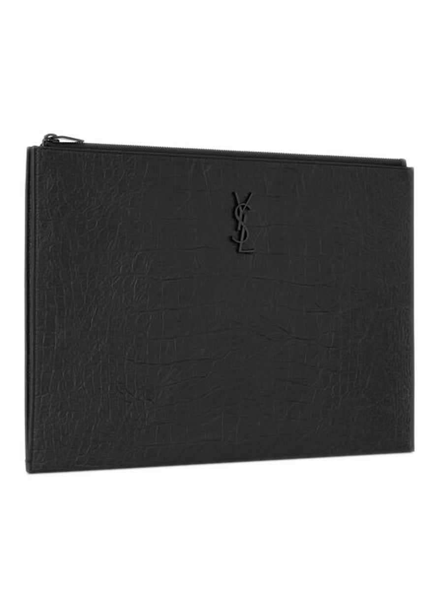 Monogram Document Holder in Crocodile Embossed Leather - 2