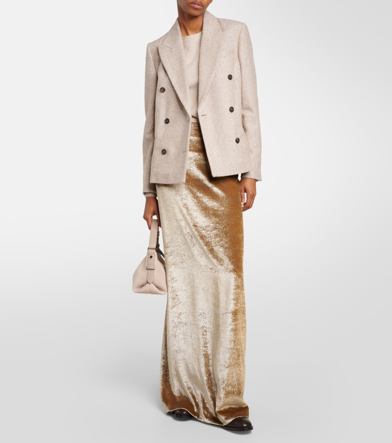 Brunello Cucinelli High-rise velvet maxi skirt outlook