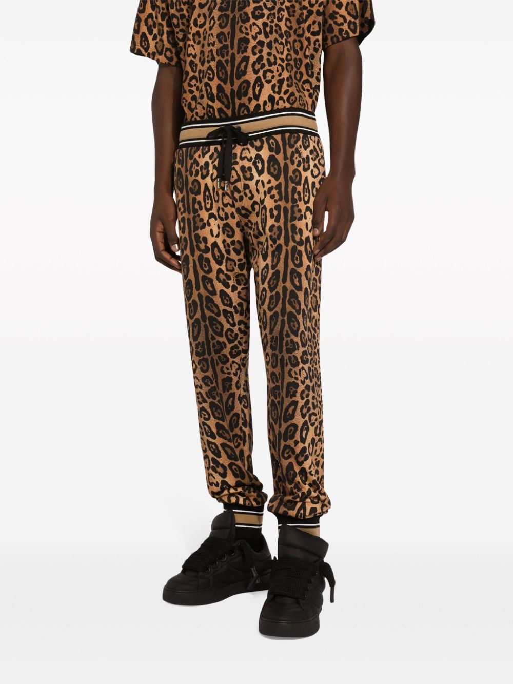 leopard-print cotton track pants - 5