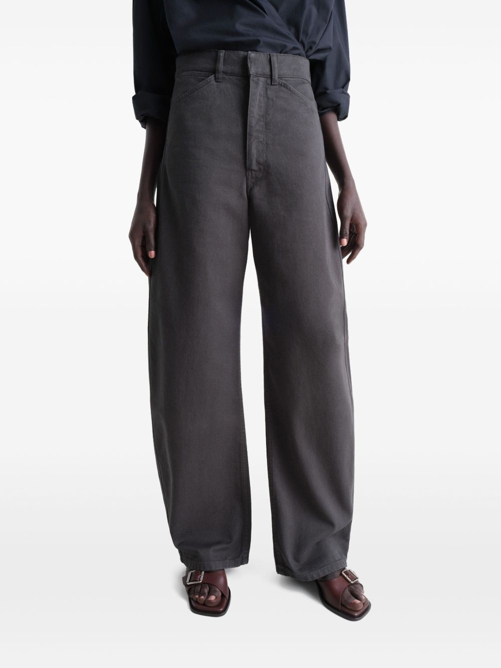 high-waisted curved trousers - 3