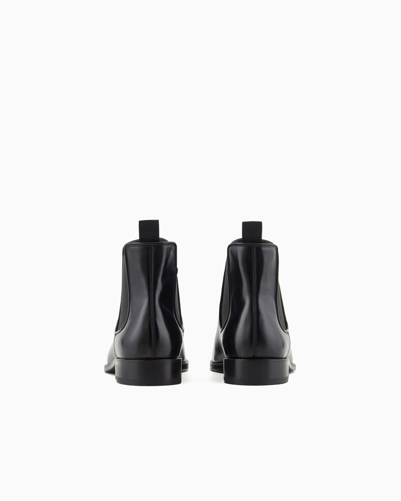 GIORGIO ARMANI Antique-effect leather ankle boots outlook