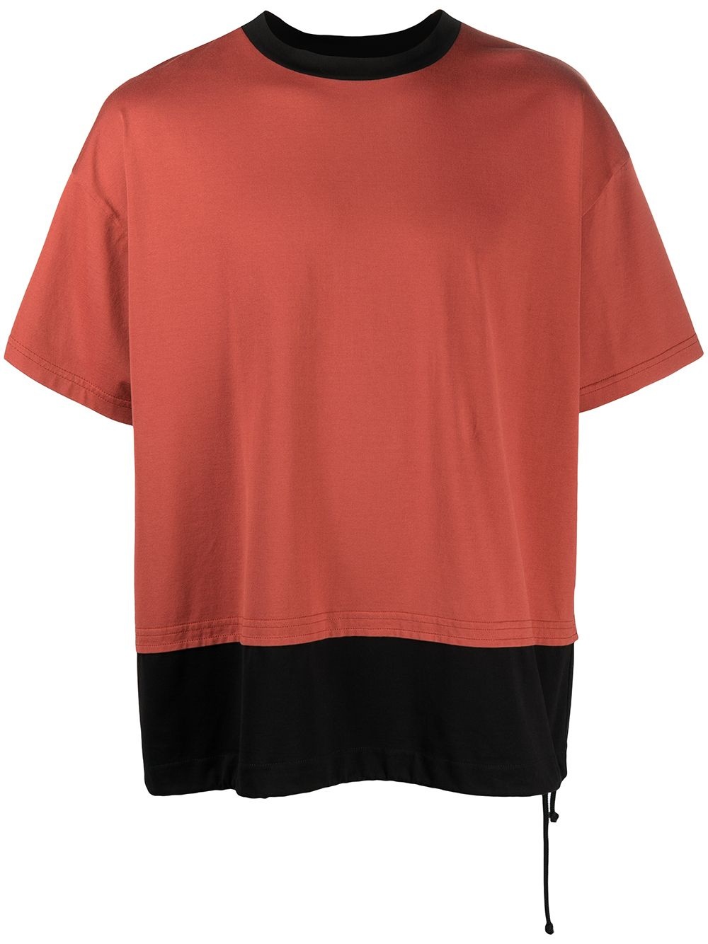 colour block drawstring T-shirt - 1