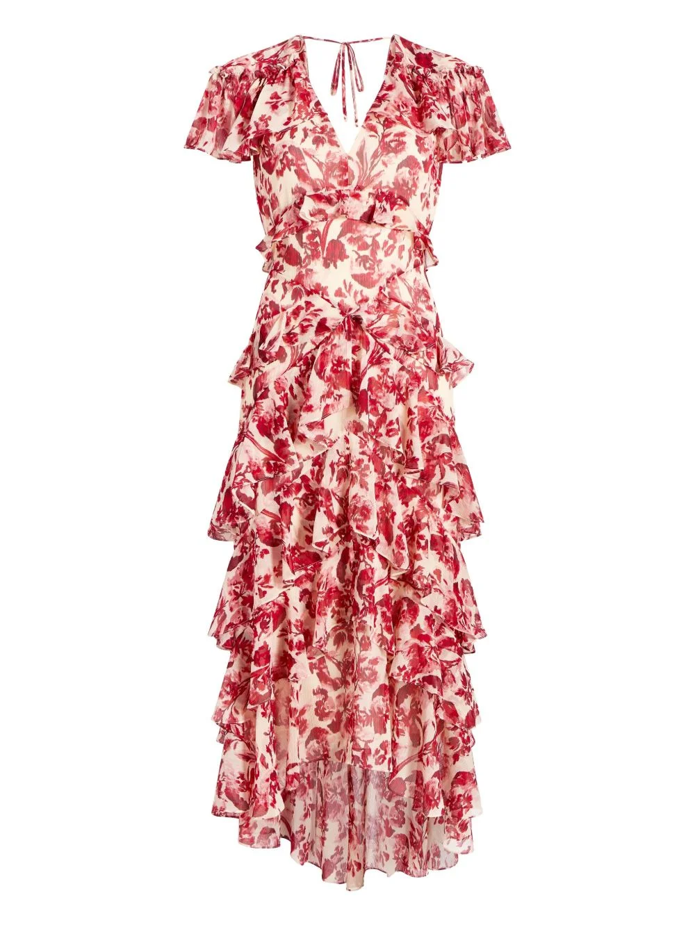 floral ruffled midi dress - 1