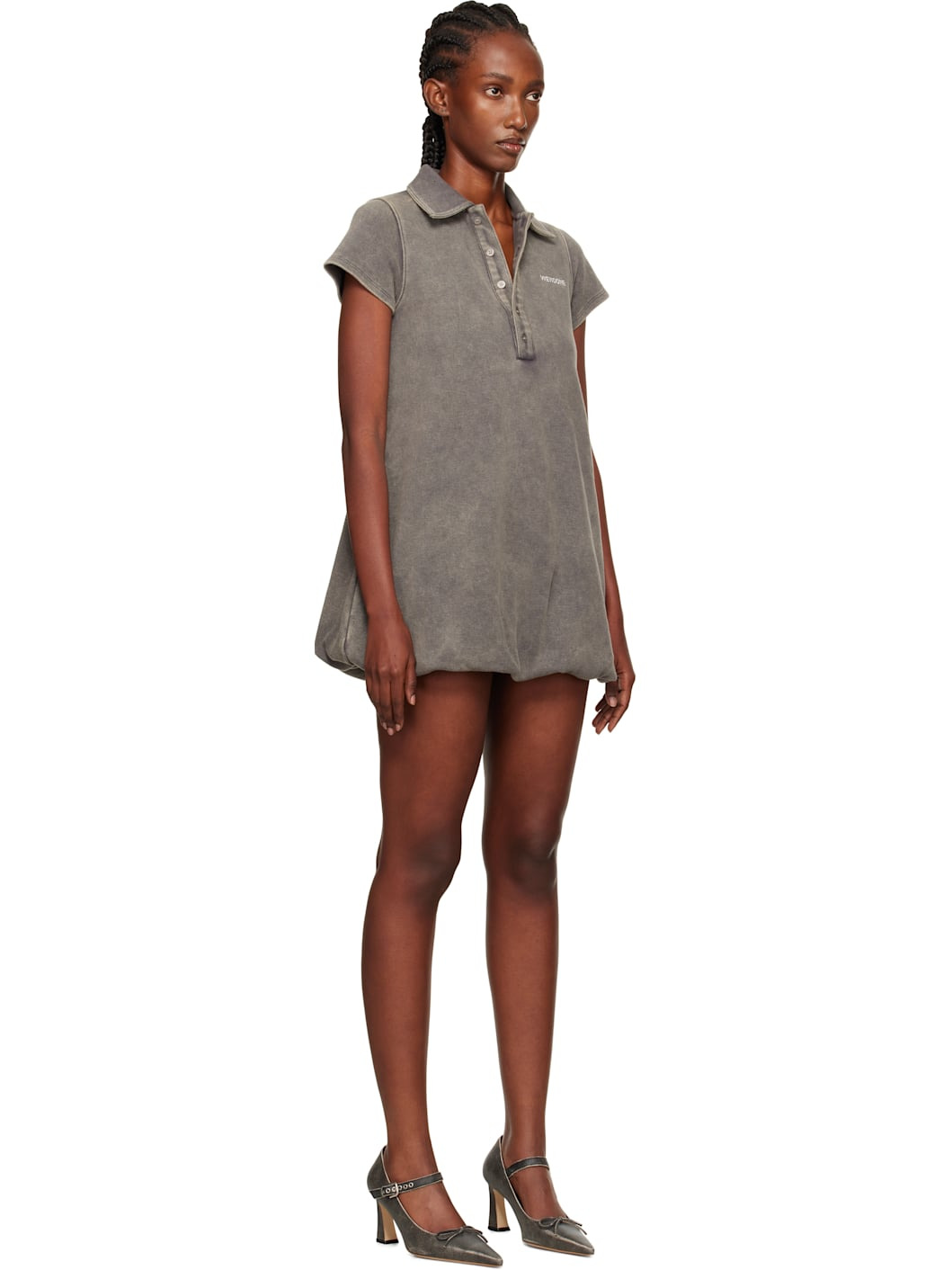Gray Bubble Polo Minidress - 2