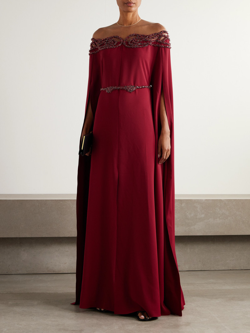 ZUHAIR MURAD Cape-effect Embellished Cady Gown outlook