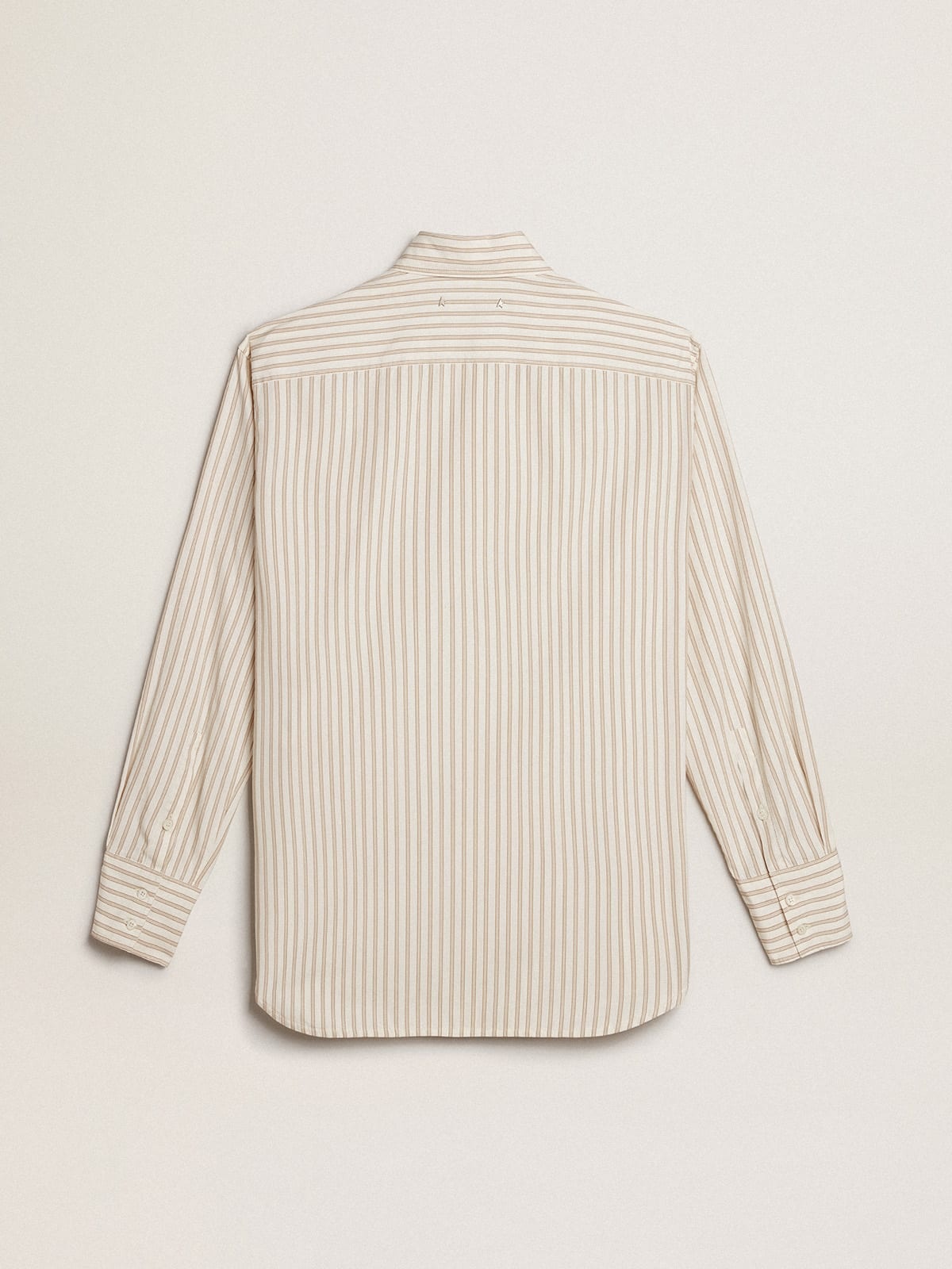 Women’s white cotton shirt with beige stripes - 5