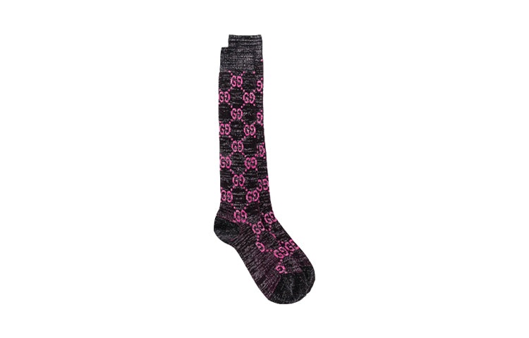 (WMNS) Gucci Cotton Lamé GG Socks 'Black Pink' 476525-3G199-1072 - 4