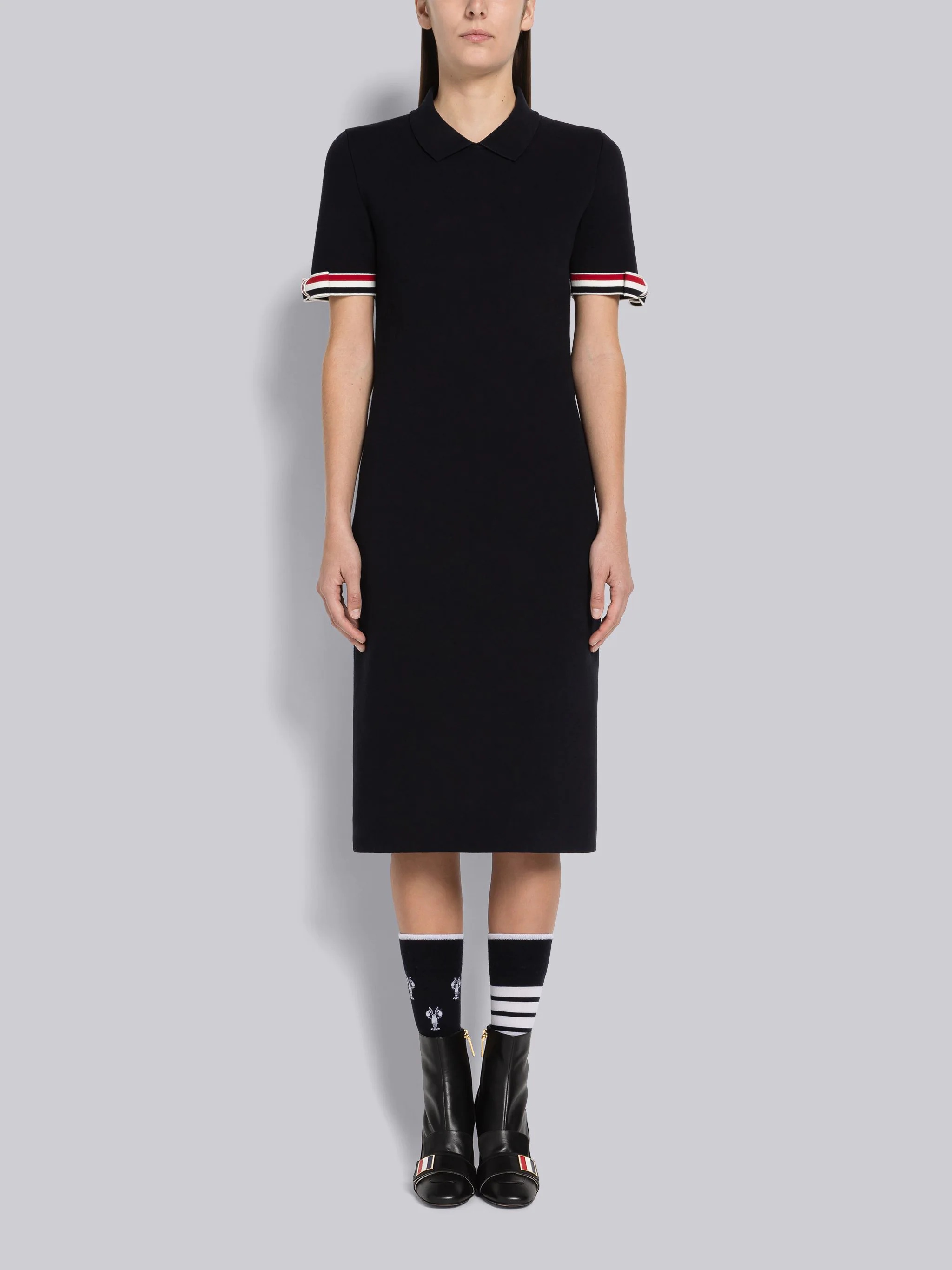 Double Face Cotton Bow Armband Pencil Dress - 1