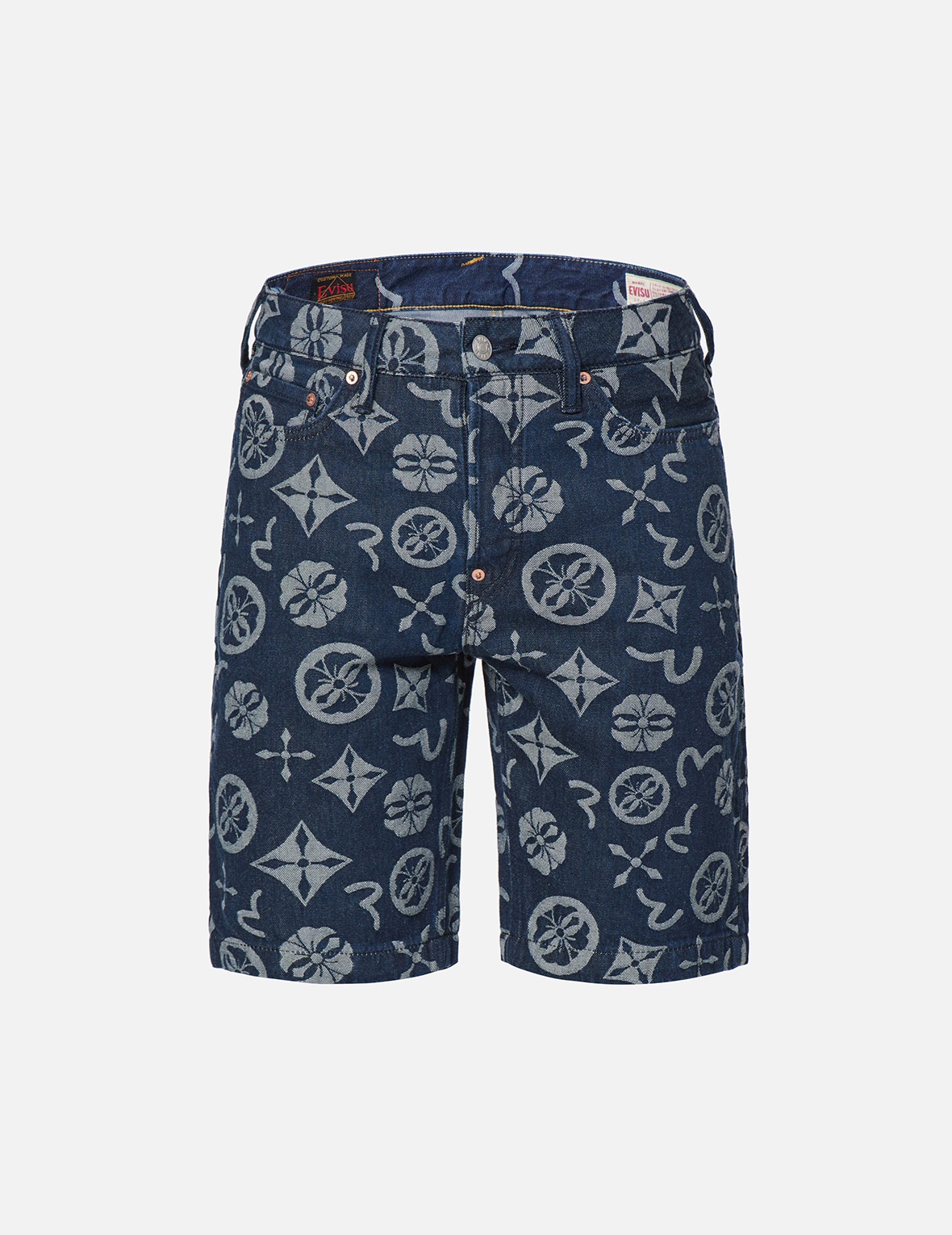 ALLOVER LOGO JACQUARD DENIM SHORTS - 1