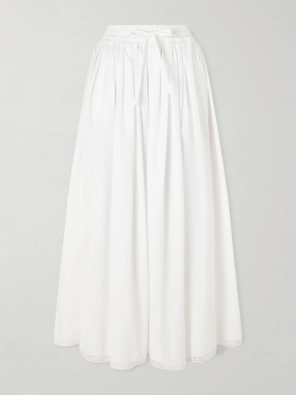 Pleated Cotton-blend Drawstring Maxi Skirt - 1
