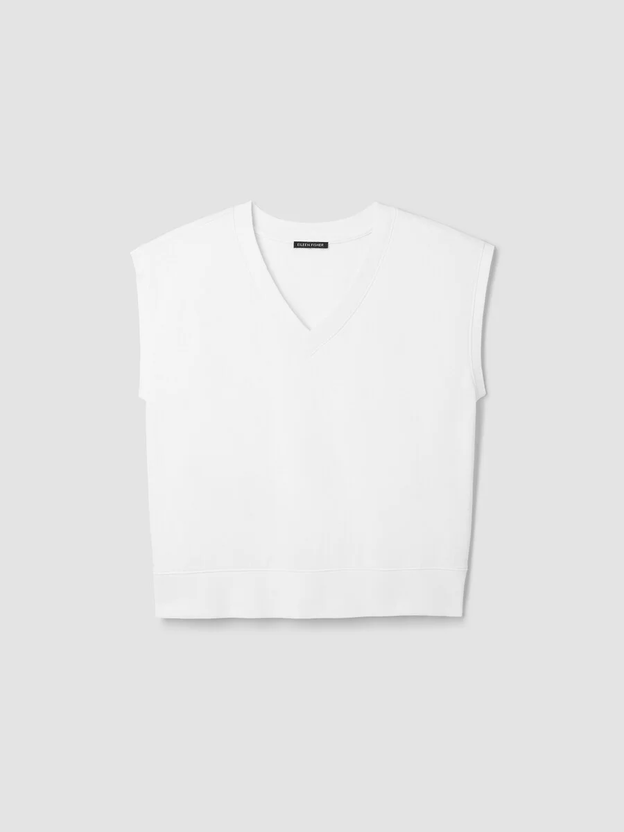 Garment-Dyed Organic Cotton Terry V-Neck Top - 1