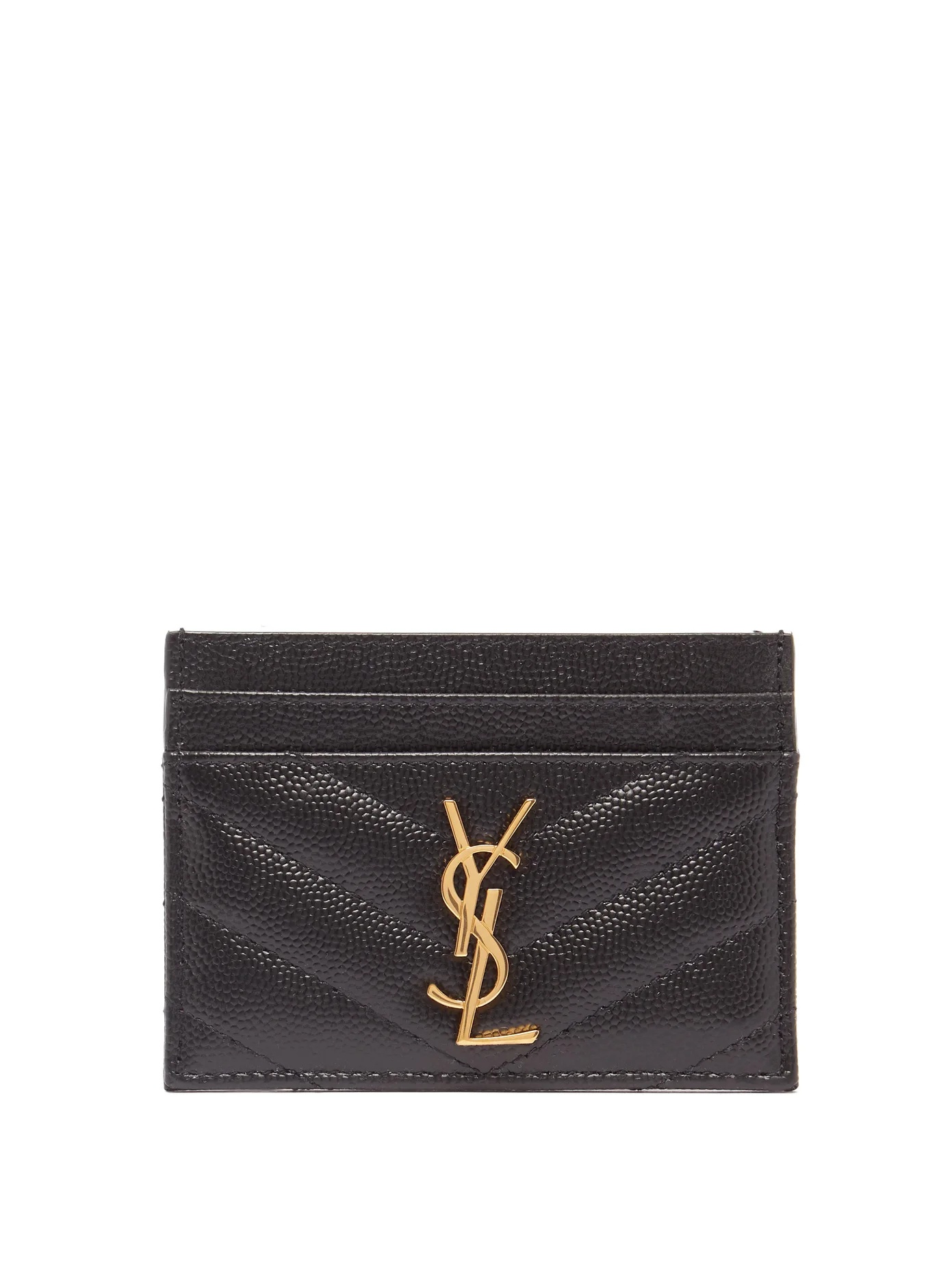 Monogram chevron-quilted leather cardholder - 1