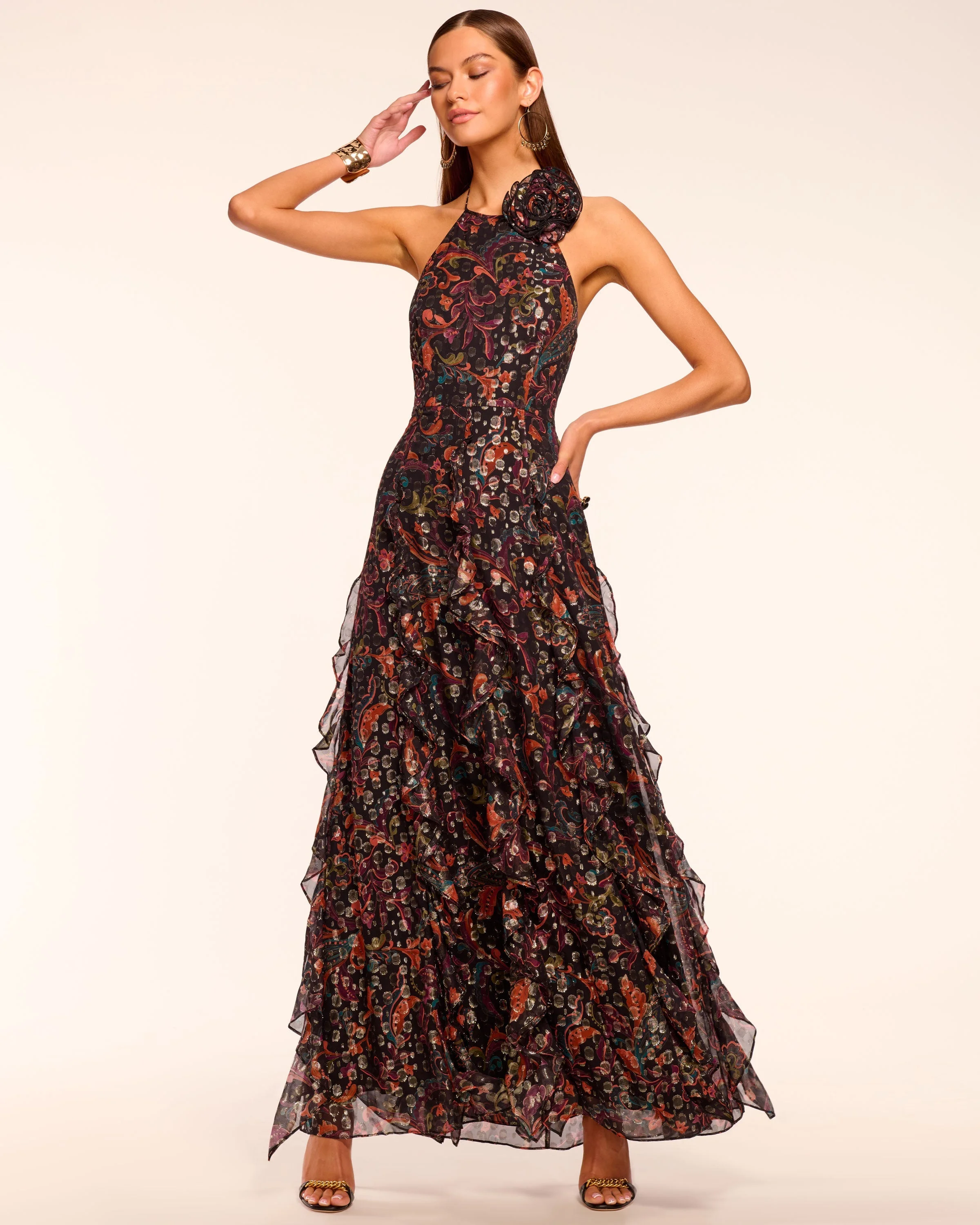 Idella Ruffle Halter Gown - 1