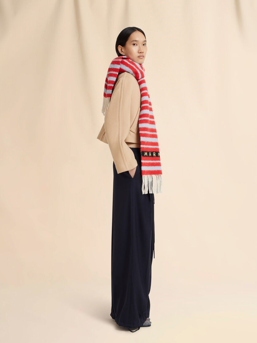 RED ALPACA AND WOOL SCARF WITH STRIPED PATTERN - 2