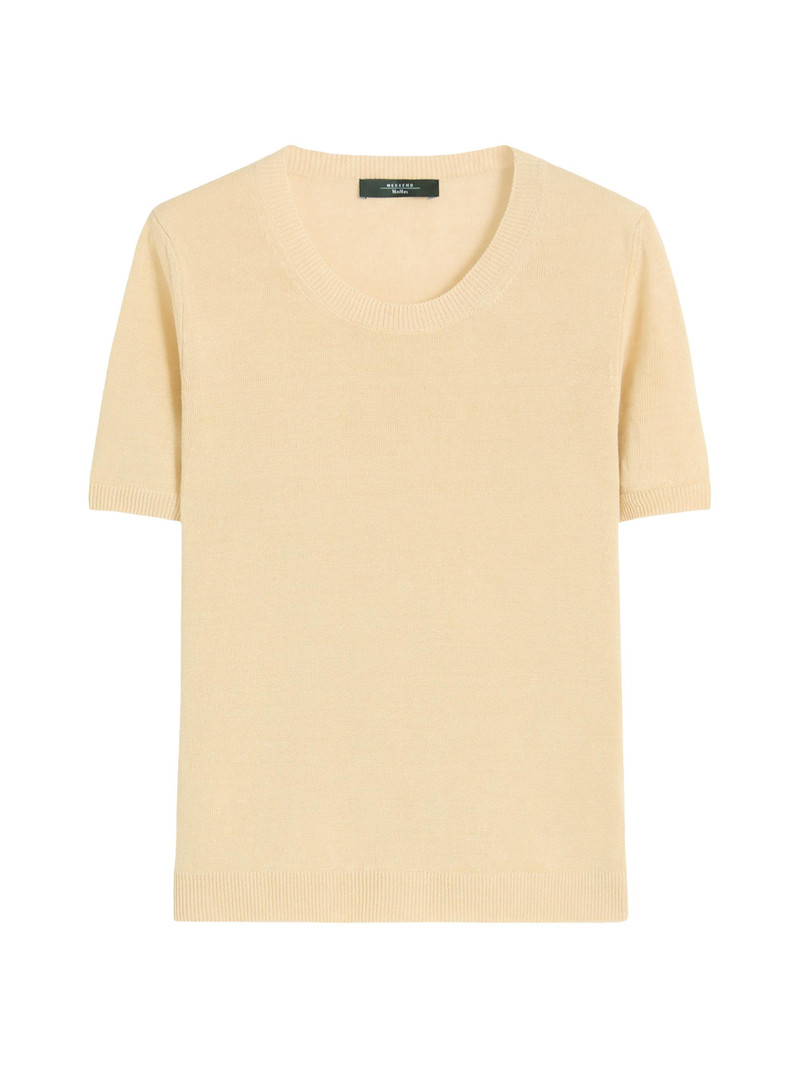 Women's Linen Yarn Basic Jumper - Light Yellow 1