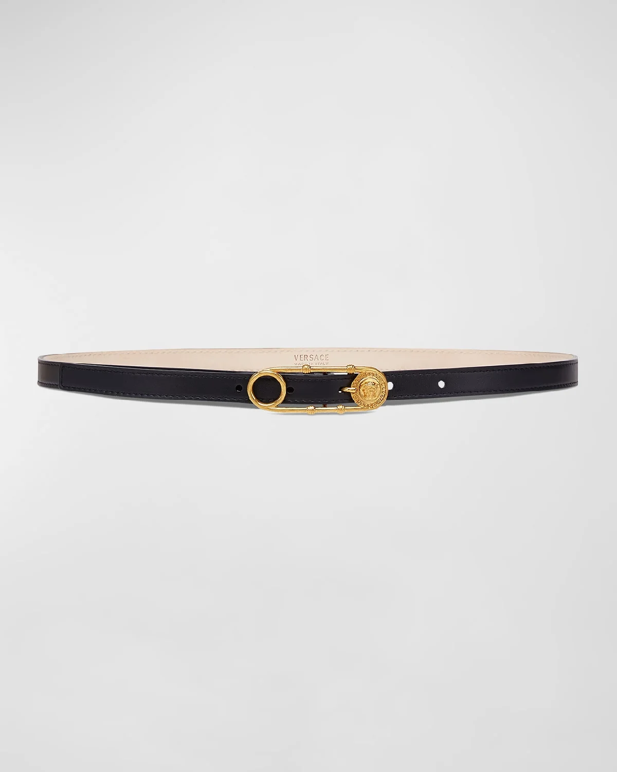 Medusa Safety Pin Leather Belt - 1