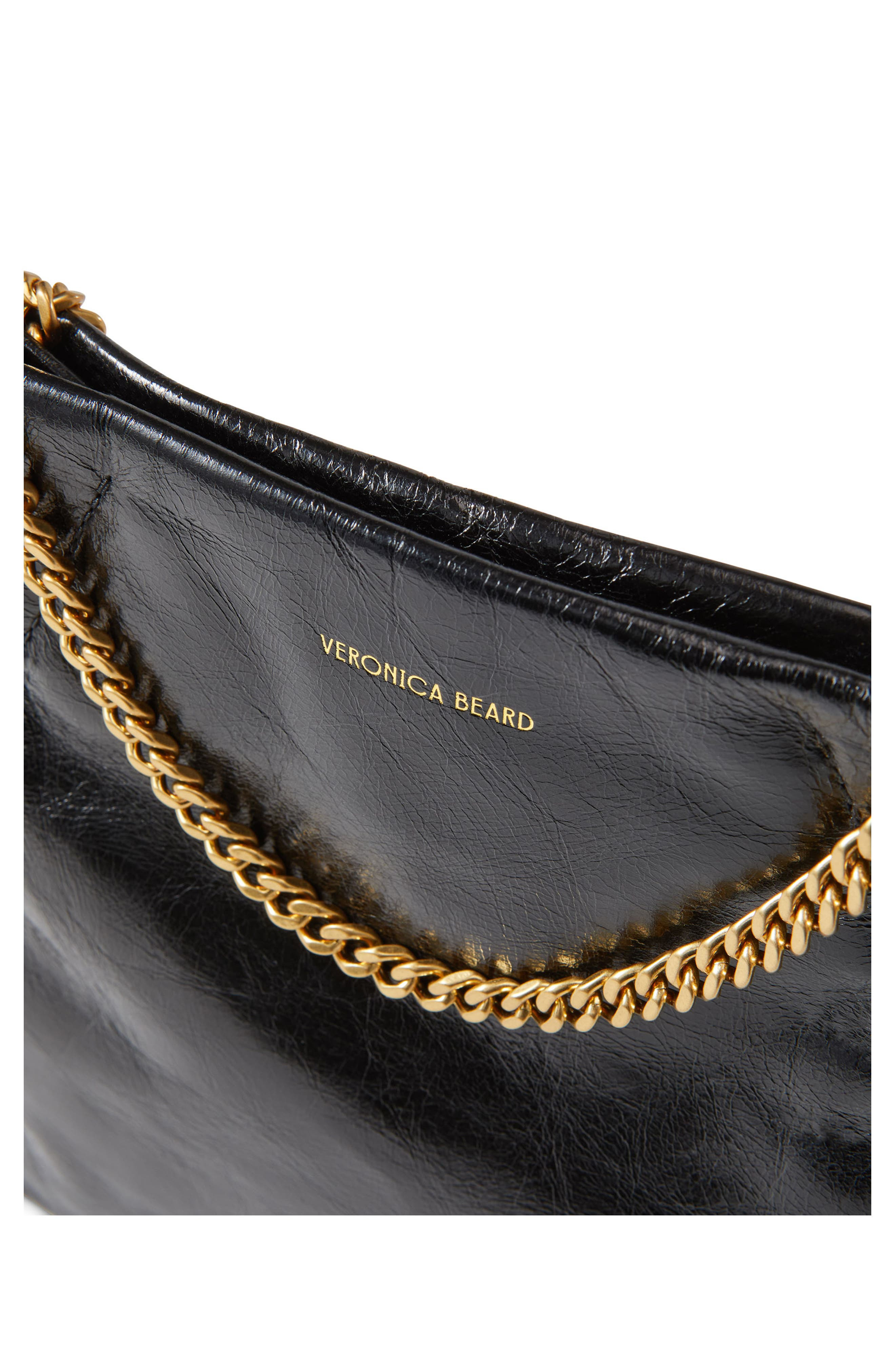 Veronica Beard Small Slouch Metallic Convertible Leather Shoulder Bag in Black at Nordstrom - 5