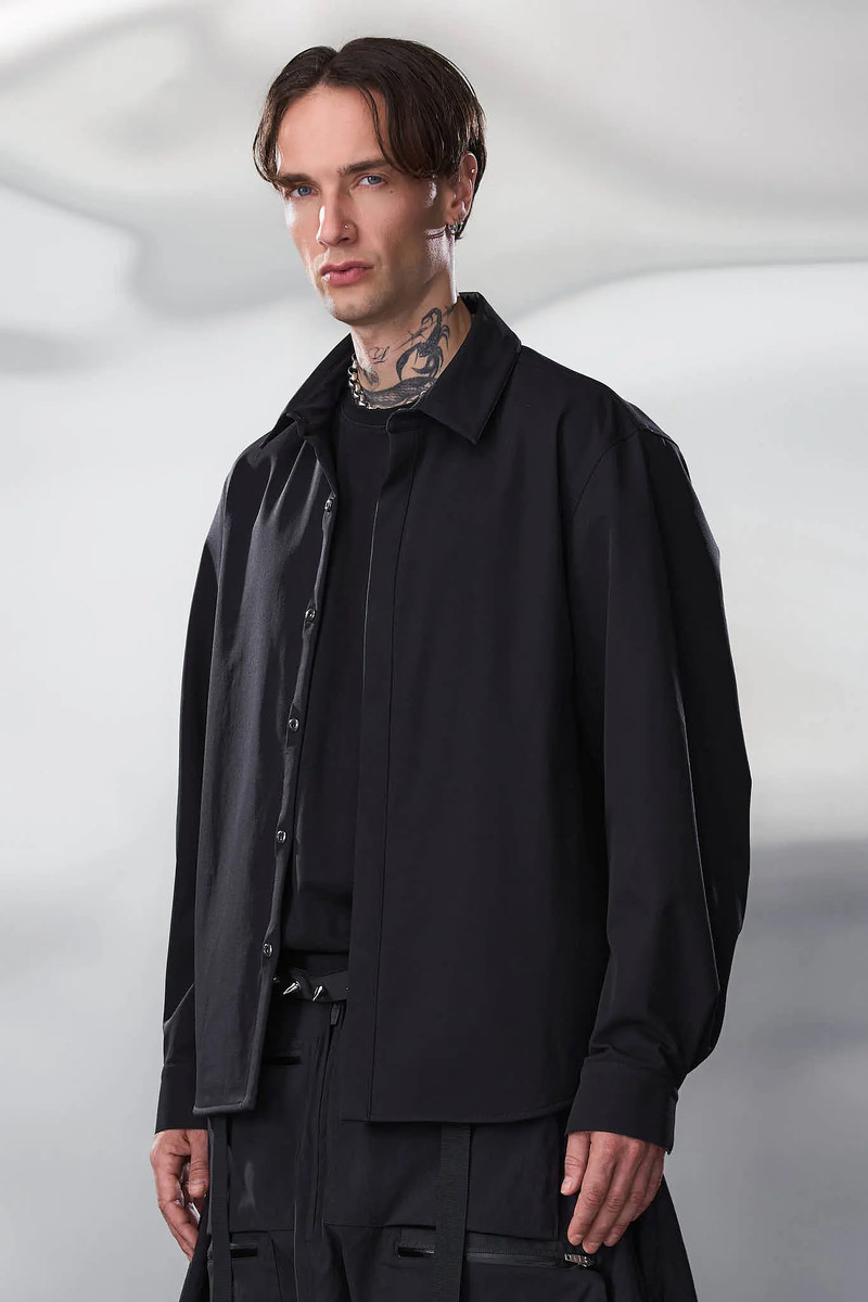 LA10-DS schoeller® Dryskin™ Press Button Shirt Jacket Black 6