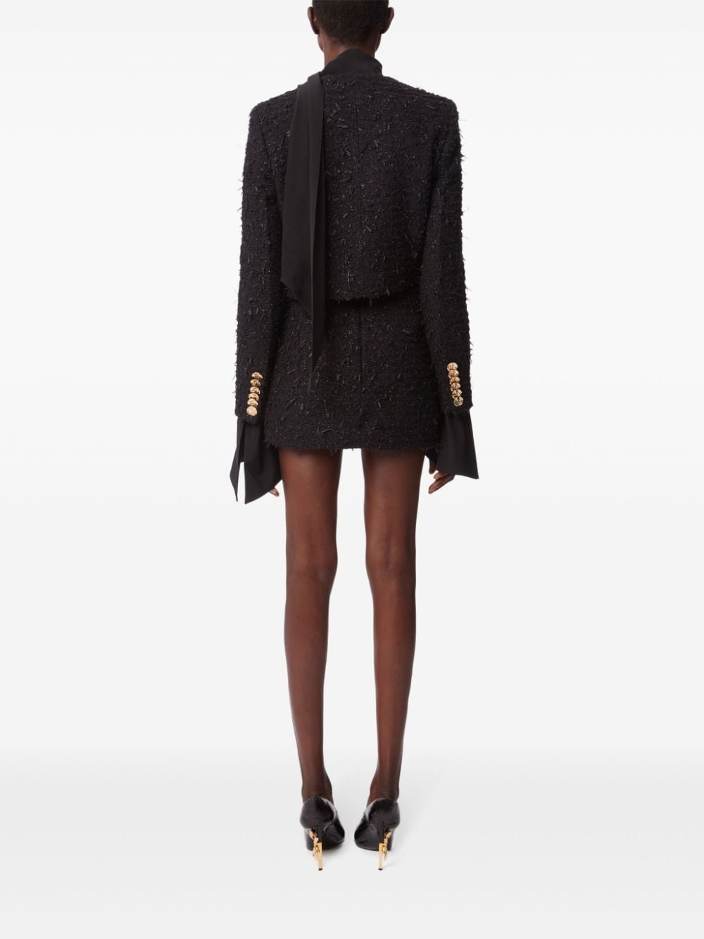 frayed tweed crop jacket - 4