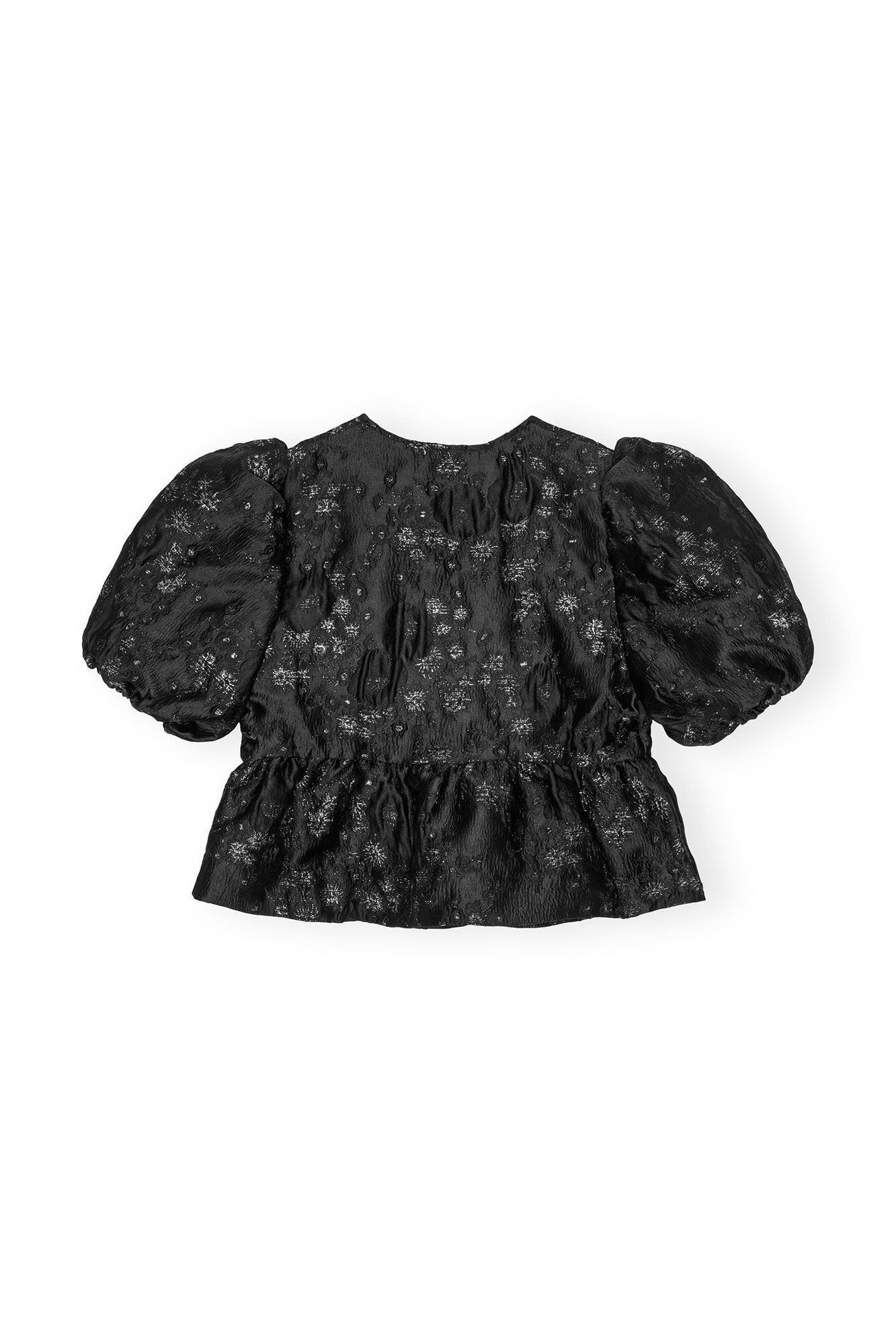 BLACK/SILVER 3D JACQUARD PEPLUM BLOUSE - 1