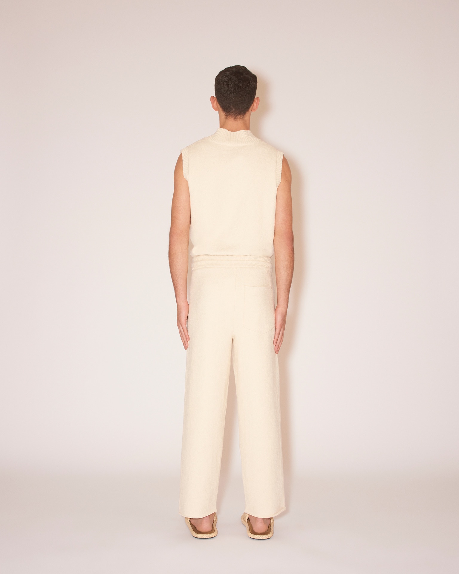 DARIO - Textured linen relaxed pants - Creme - 4