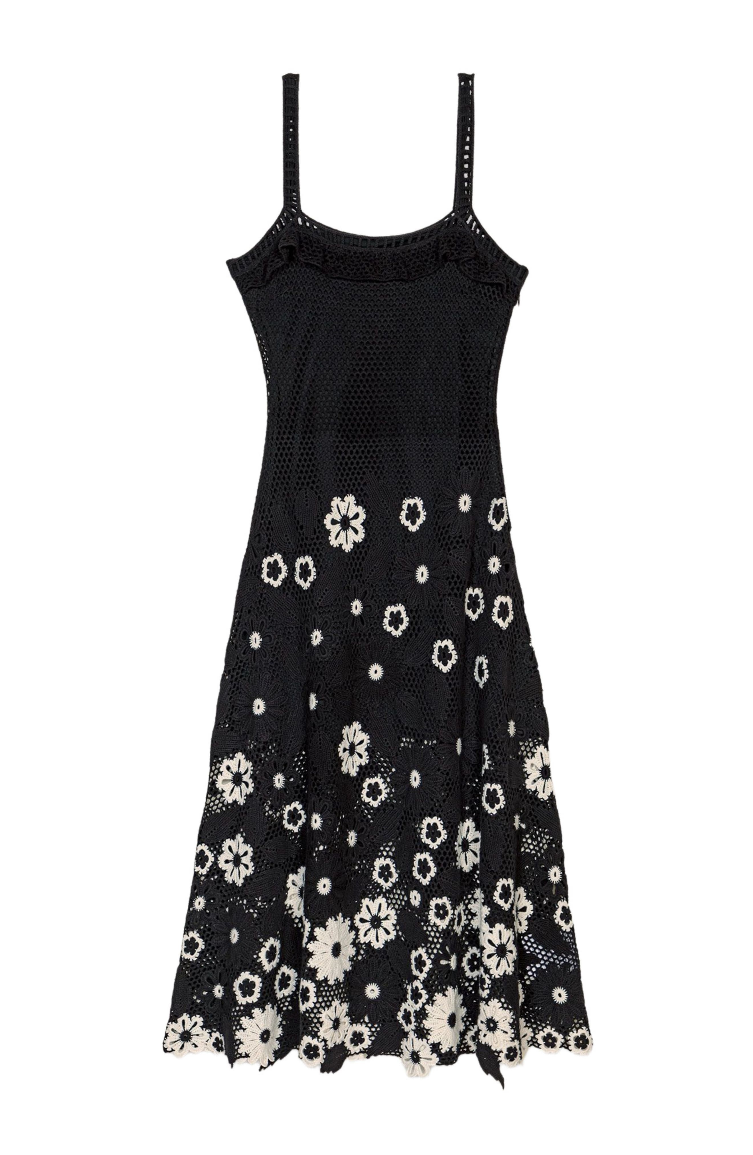 maje Floral crochet maxi dress in Black /White at Nordstrom - 8