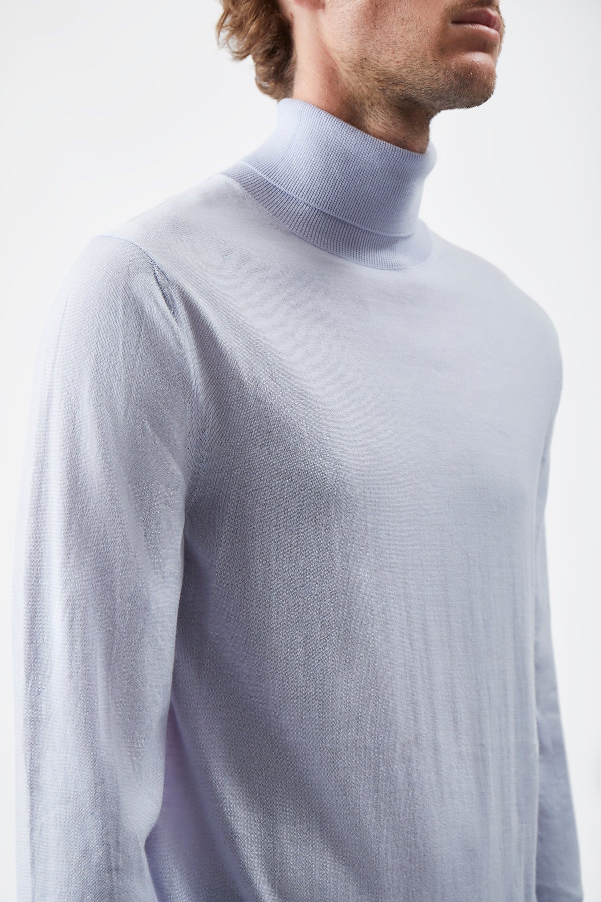 Jermaine Knit Turtleneck in Halogen Blue Merino Wool - 5