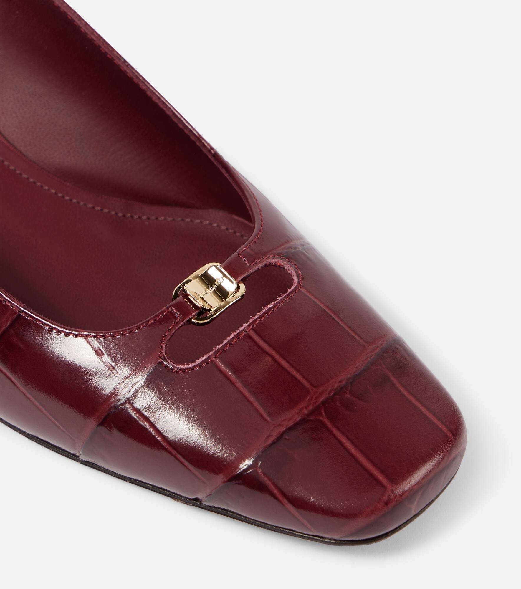 Croc-effect leather slingback pumps - 5