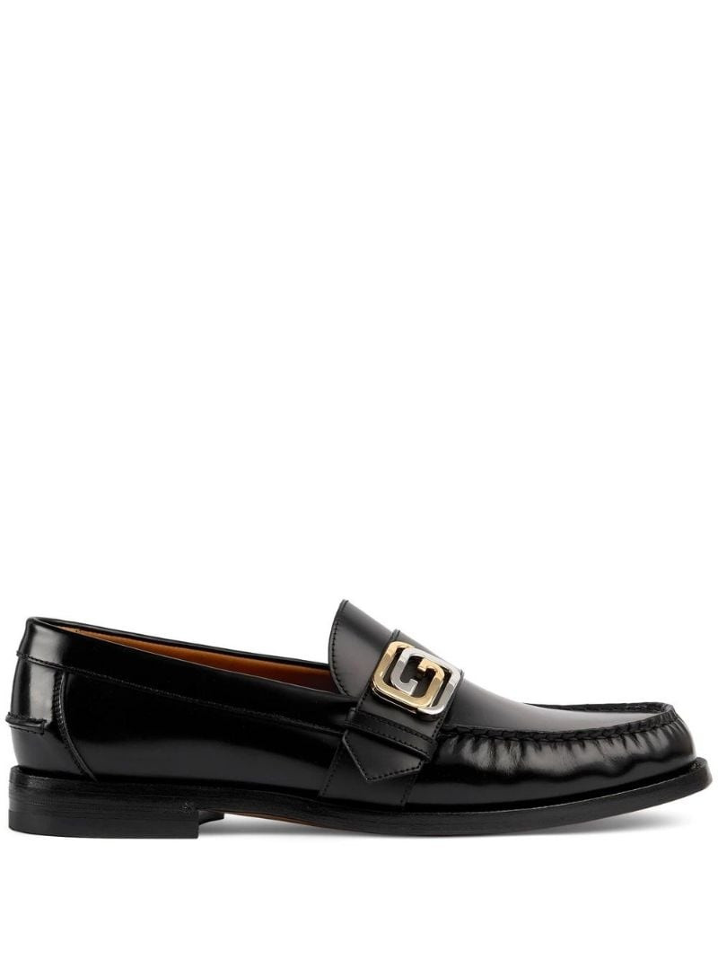 logo-plaque leather loafers - 1